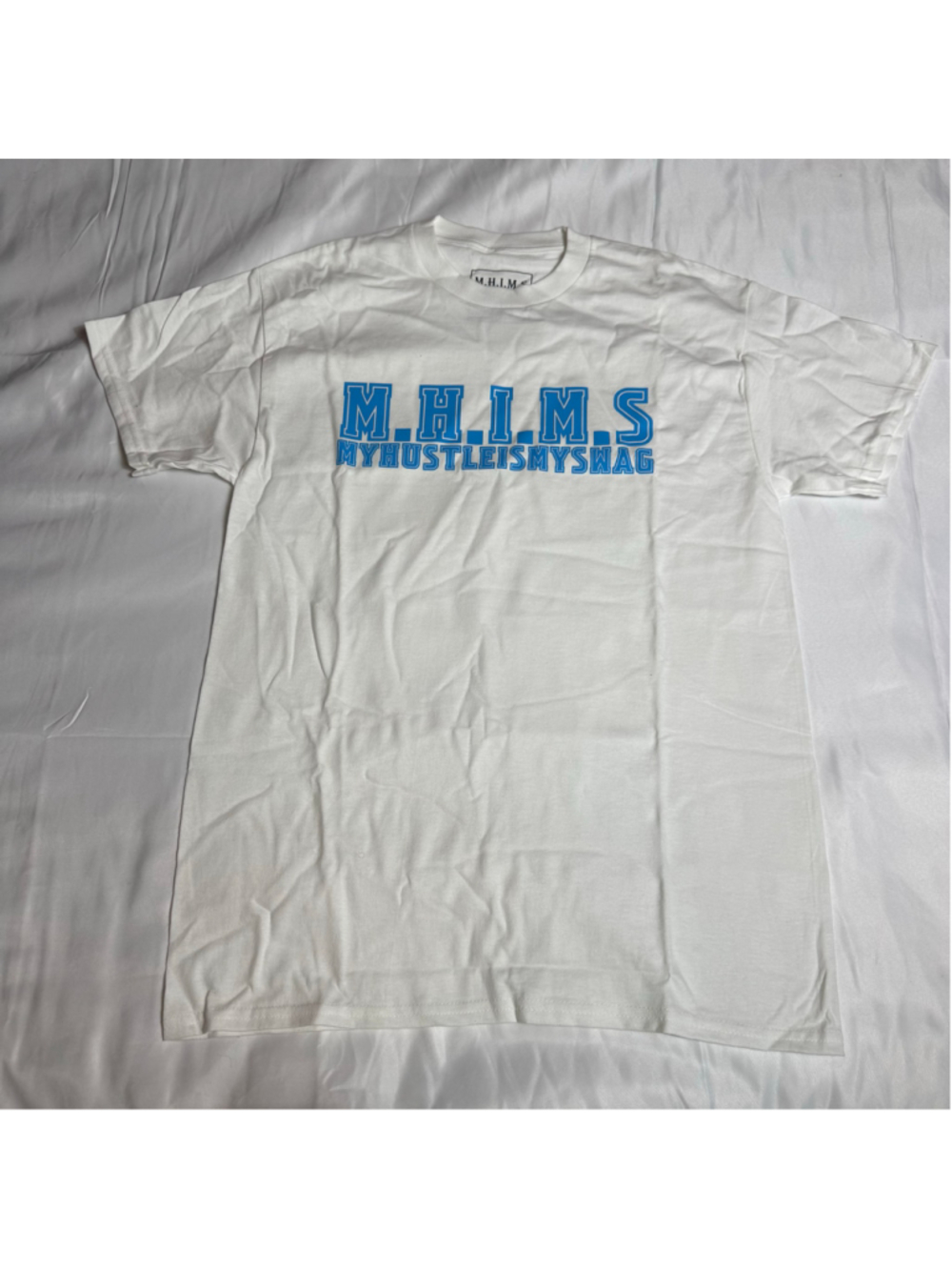 Men's Unbranded Short Sleeve Graphic Tee White Blue Size M